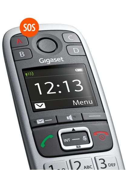  Gigaset E560A Duo - Dos teléfonos inalámbricos, fabricados en  Alemania, función SOS, contestador automático, 2 teléfonos, teclas extra  grandes y volumen alto (platino, paquete de 2) : Celulares y Accesorios