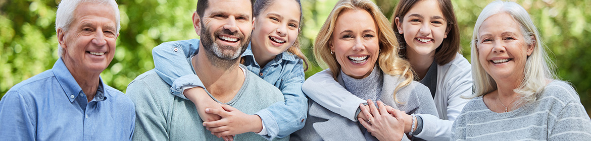 Happy seniors with family