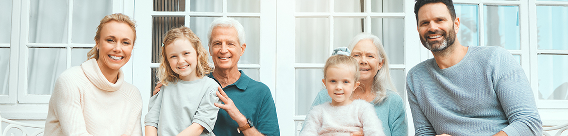 Happy seniors with family