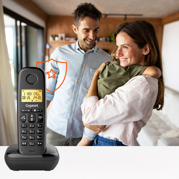 Aile kullanımı için çağrı engelleme özellikli Gigaset BASIC 100 sabit hat telefonu