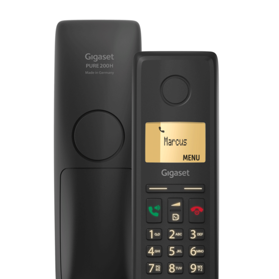 Gigaset PURE 200 display showing incoming call “Marcus”