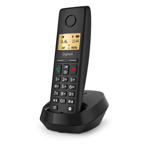 Gigaset PURE 200 – black cordless phone on white background