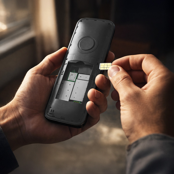 Achterzijde van de Gigaset COMFORT 600 SIM met SIM-slot en batterij