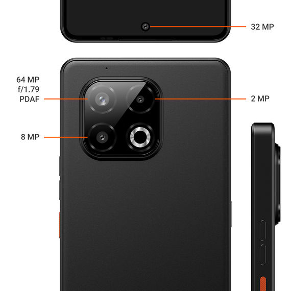 Detalles de la cámara del Gigaset GS6 PRO con 64 MP, 8 MP y 2 MP